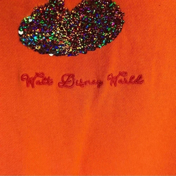 Disney Parks Womens Large Reversible Sequined Mickey Mouse Top Coral Orange - Picture 7 of 10